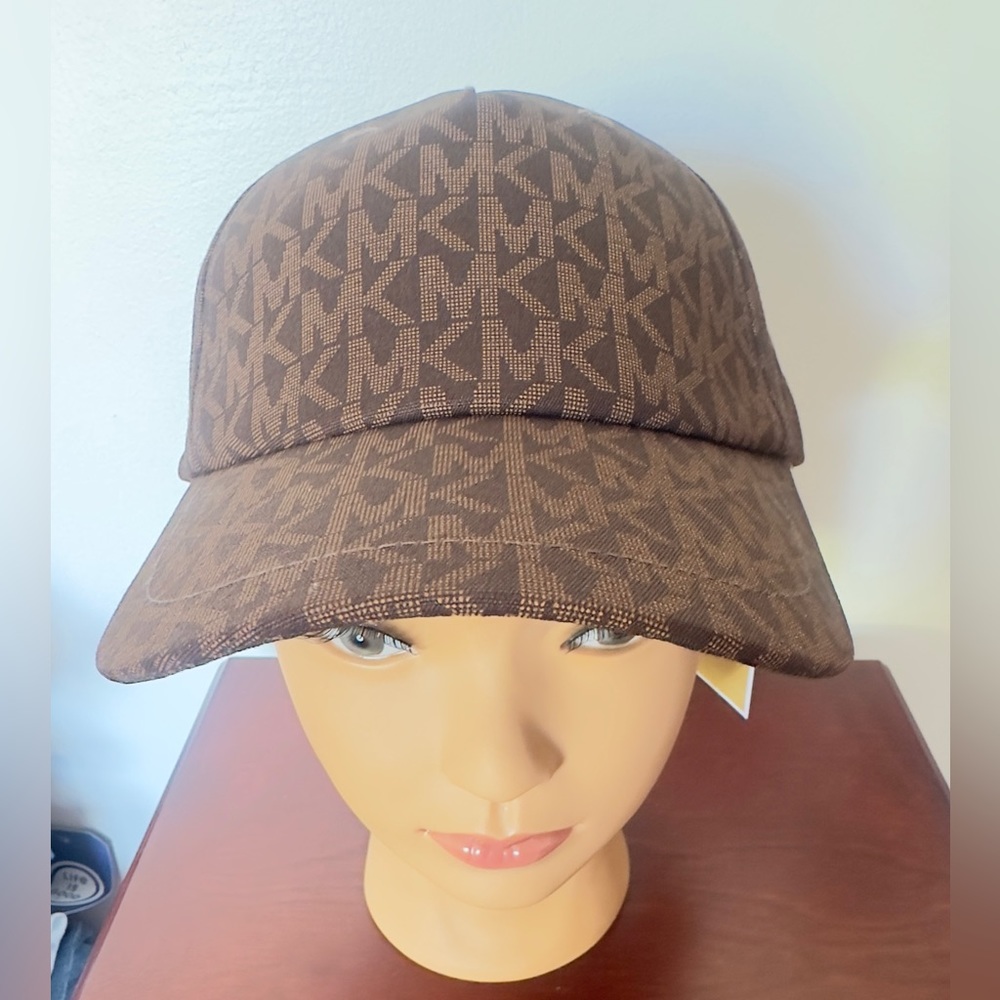 MICHAEL KORS Women's Signature-print Baseball Cap Hat Brown NWT